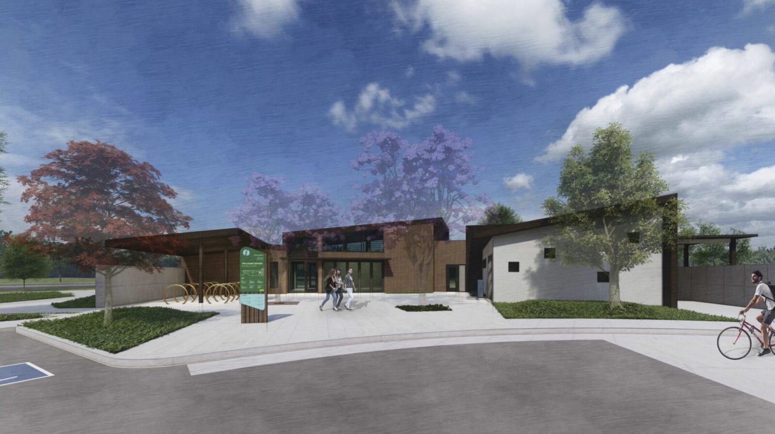 Rendering of sign and entrance to future Placer One Welcome Center